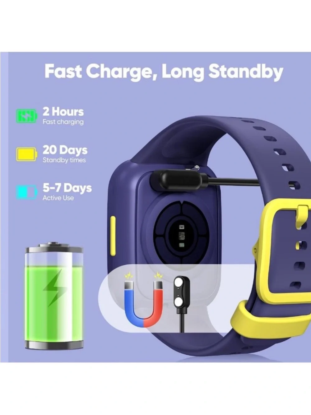 Kids Smart Watch - HD Touch Screen Fitness Tracker, Heart Rate Monitor